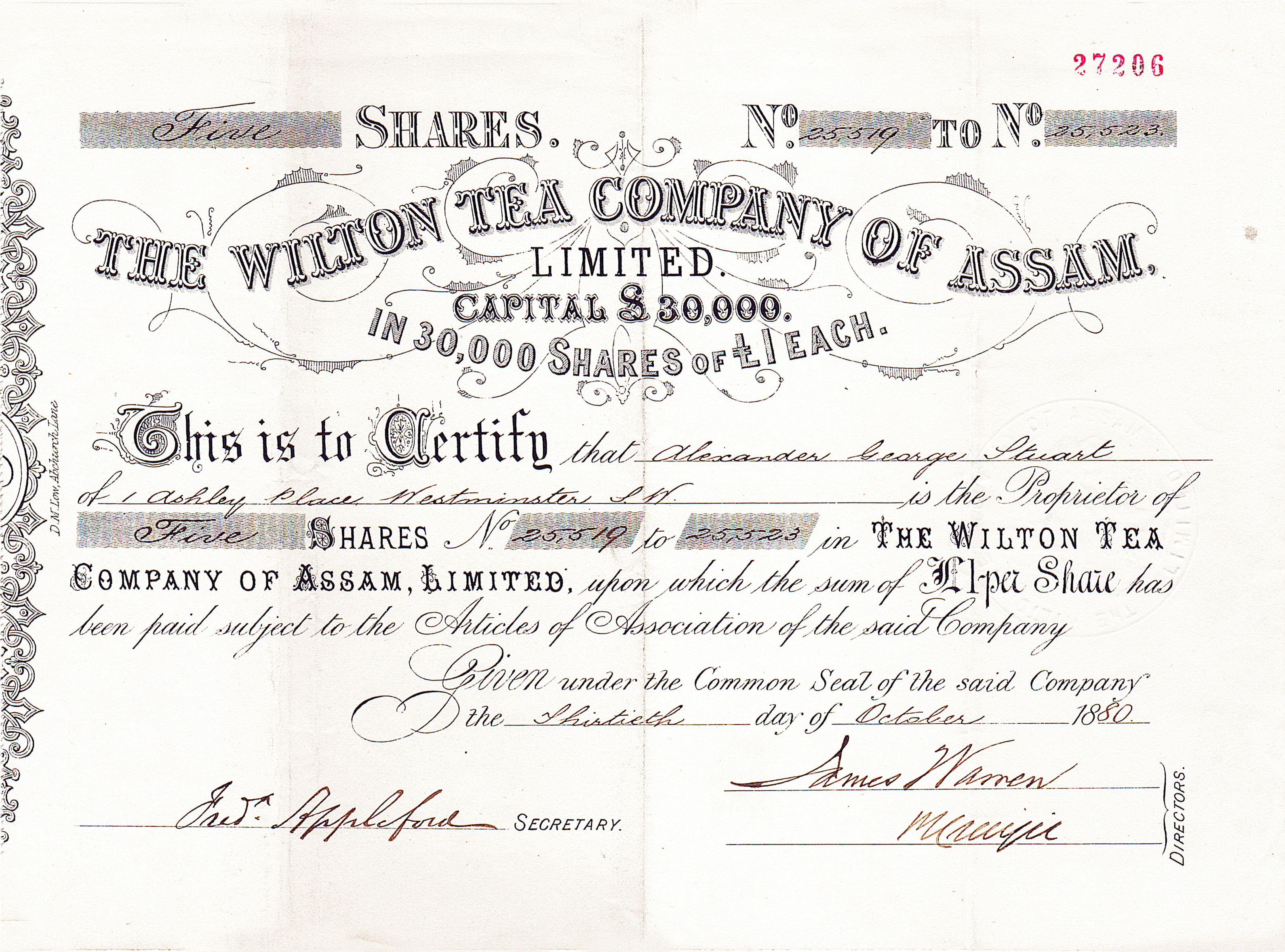 The Wilton Tea Company of Assam Limited