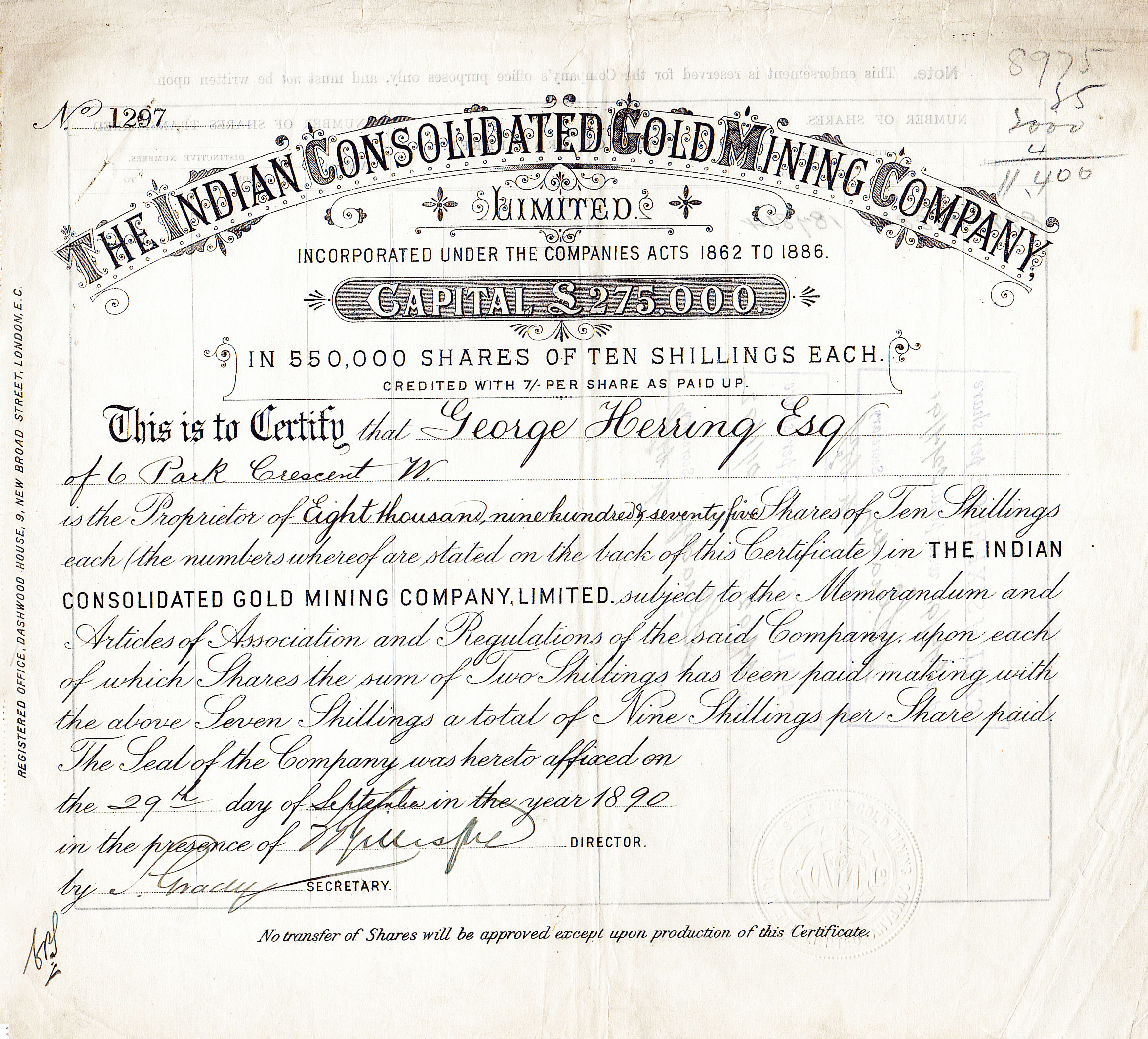 The Indian Consolidated Gold Mining Company Limited