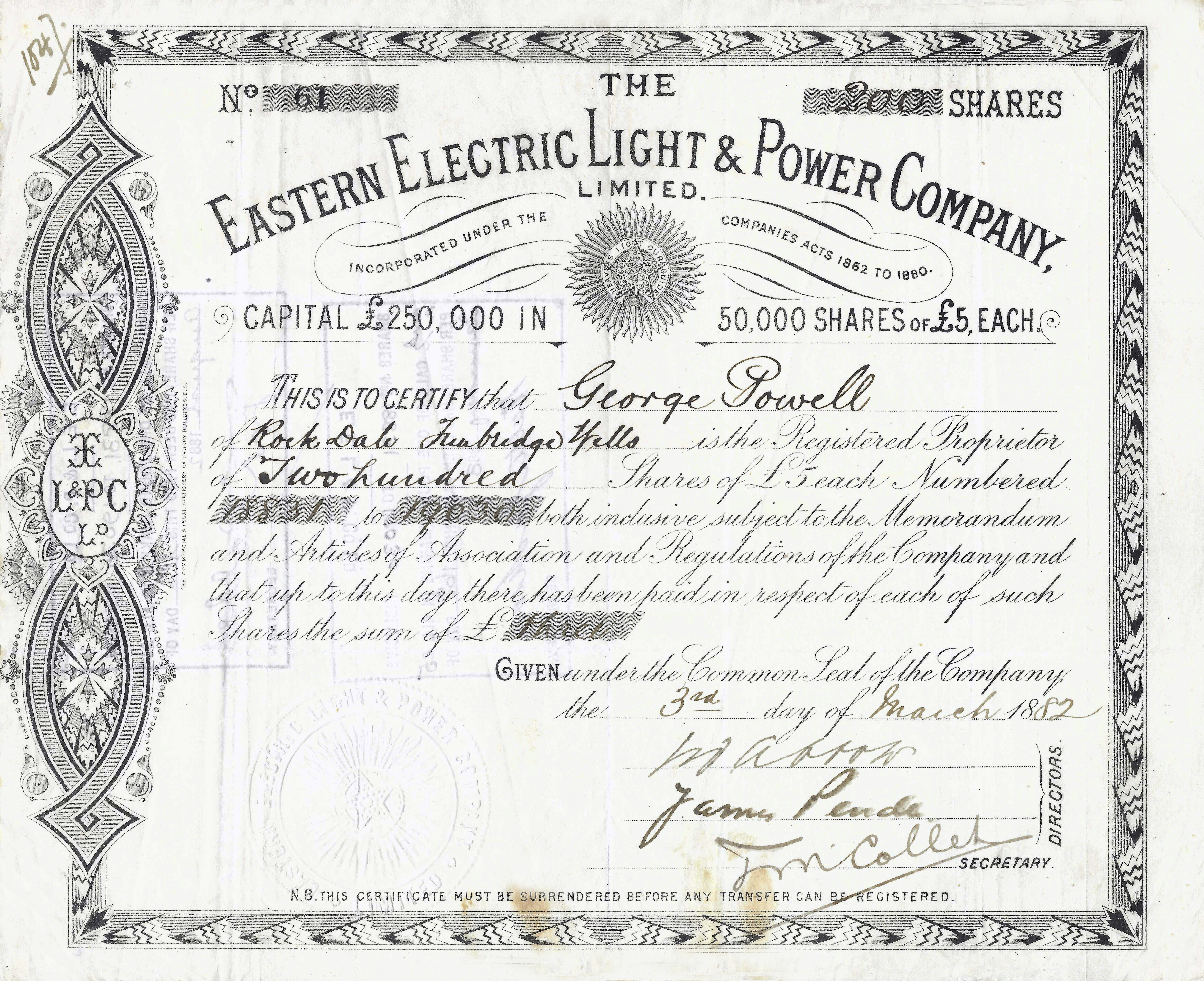 The Eastern Electric Light & Power Company Limited